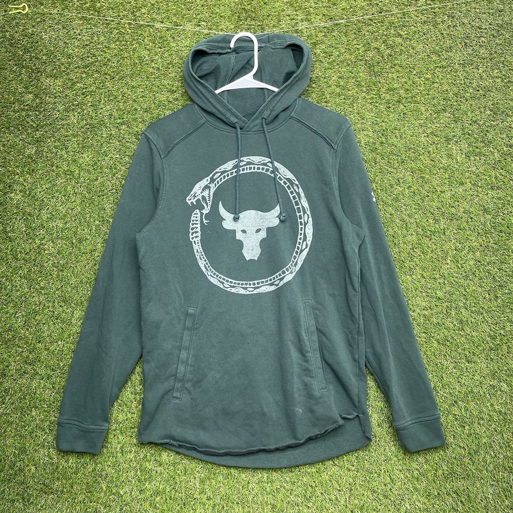 Under Armour Sweater Mens Small Hoodie Project Rock Snake Green Sweatshirt Y2K